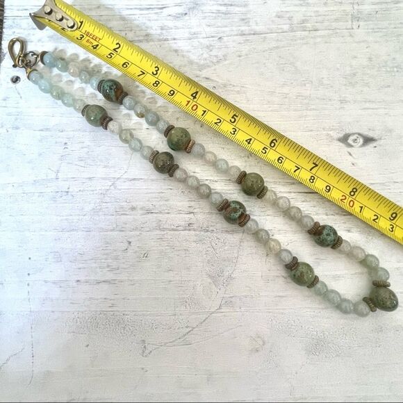 Agate and porcelain gold plated necklace and earrings set - Picture 3 of 14